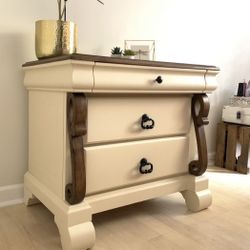 Cream And Dark Oak Night Stand
