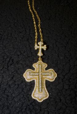 Fully Iced Out Moissanite Cross Pendant 