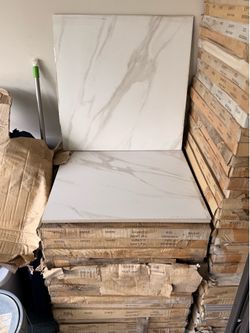 White Marble-Look Floor Tile