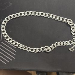 Silver Tone Curb Chain Necklace – Minimalist Style