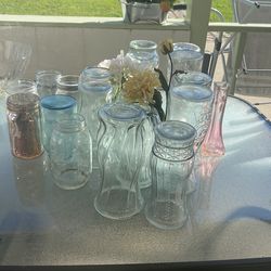 Floral vases 12, and 7 mason jars