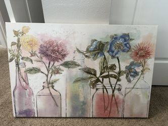 Mason Jars And Flowers Canvas Art
