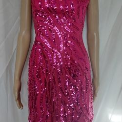 WOMENS FUSHIA SEQUINS 1920S DRESS