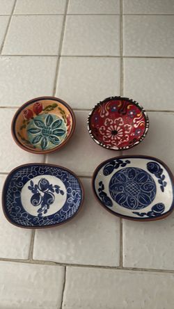 Hand-Painted Ceramic Small Dishes Set of 3