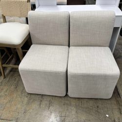 CHITA Upholstered Dining Chairs with Casters Set of 2,Modern Armless Accent Chair