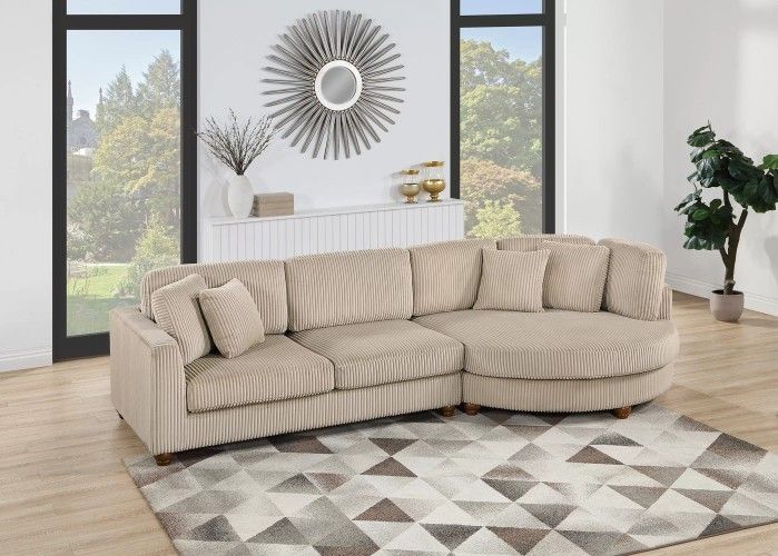 Brand New Camel Super Plush Corduroy Sectional Sofa