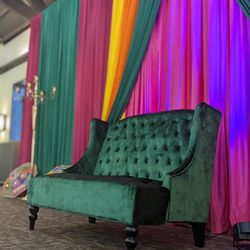 Velvet   Green Loveseat. 