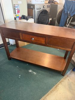 Wood Console Table with Drawer and Shelf