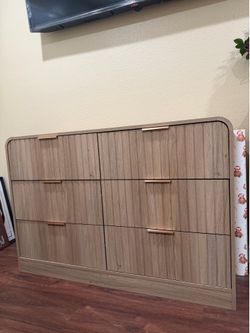 fluted rounded corner 6 drawer dresser