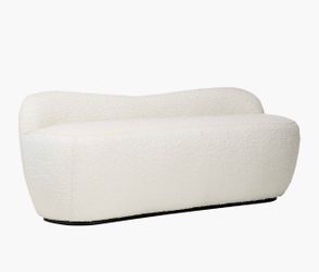 Off White Boucle Upholstered Bench