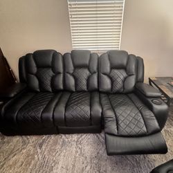 Leather Power Reclining Sofa And Recliner 