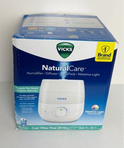 Vicks Natural Care Humidifier Diffuser VapoPads Nitetime Light, VUL530