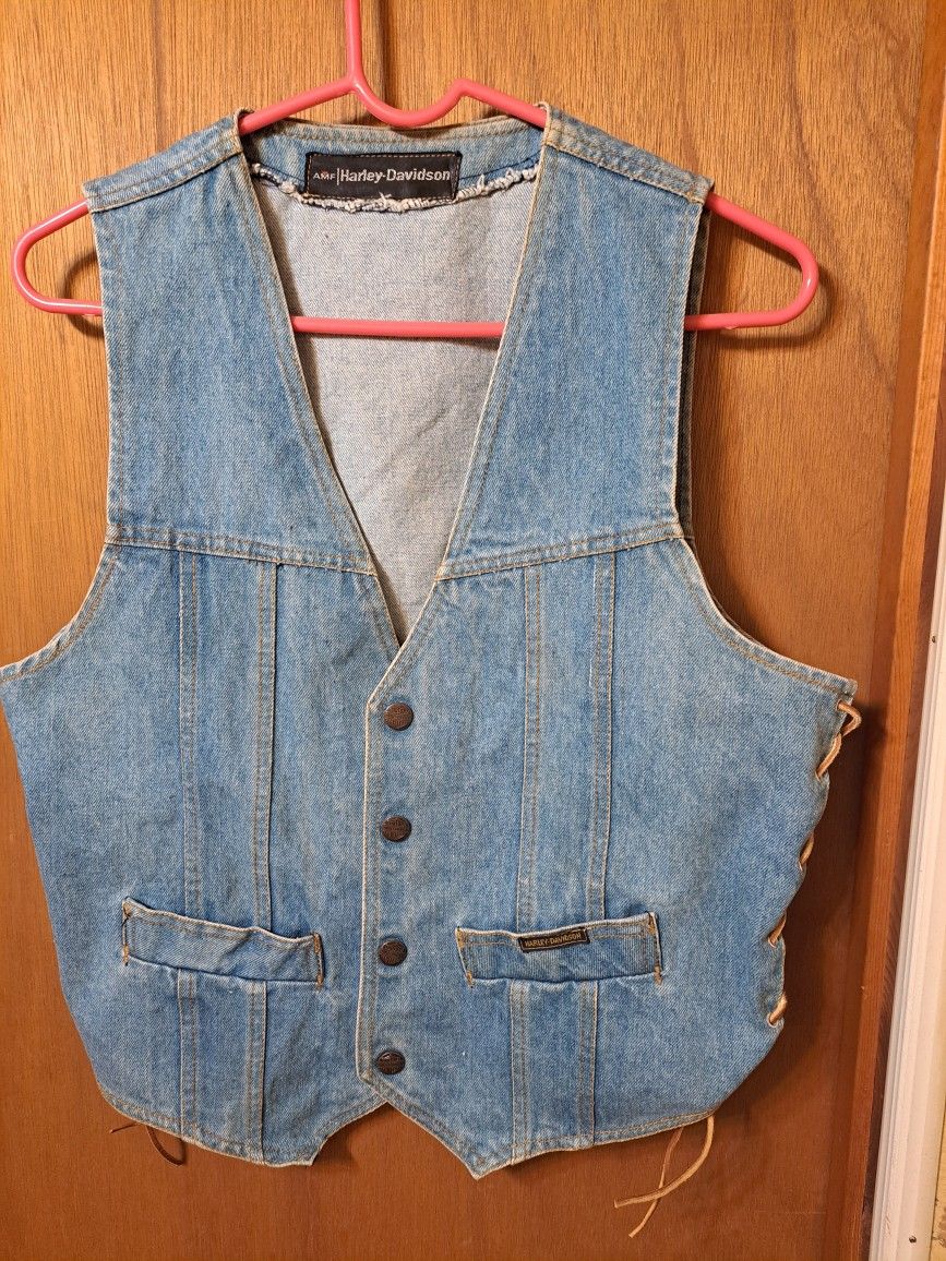 Rare Vintage Harley Davidson AMF Denim Vest