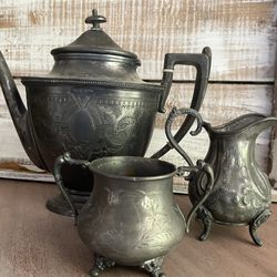 Antique Silver Plated Tea Set