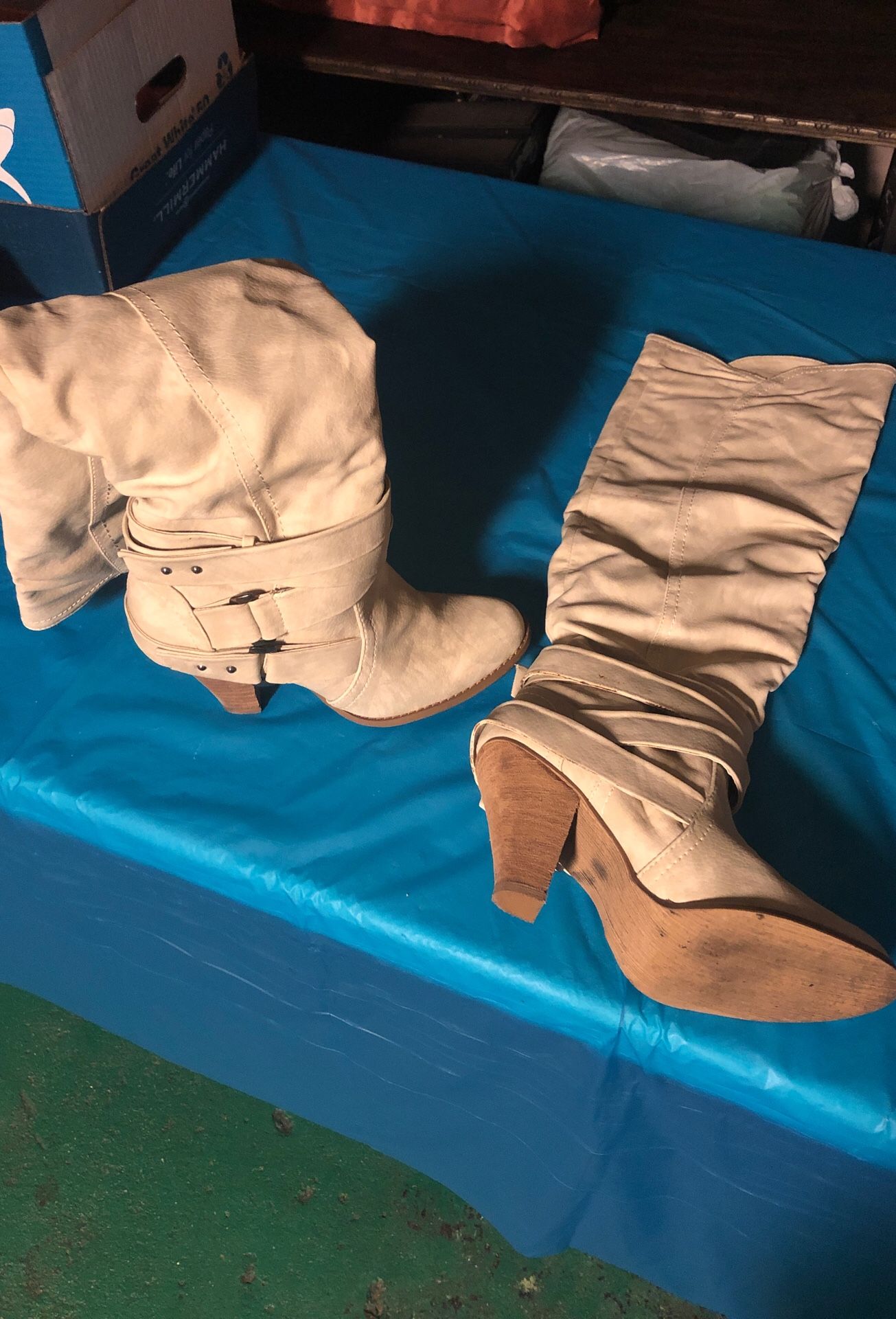 Suede thigh high boots size 6