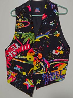 Vintage Planet Hollywood Staff Uniform Vest L/XL Multicolor * See Pic Back Strap