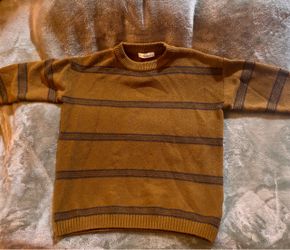 Mustard Striped Knit Crewneck Sweater
