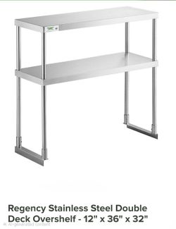 Regency Stainless Steel Double Deck Overshelf 12" x 36" x 32" NEW