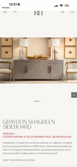 Restoration hardware Graydon Shagreen Sideboard