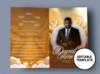 Gold Magazine Style Memorial Program