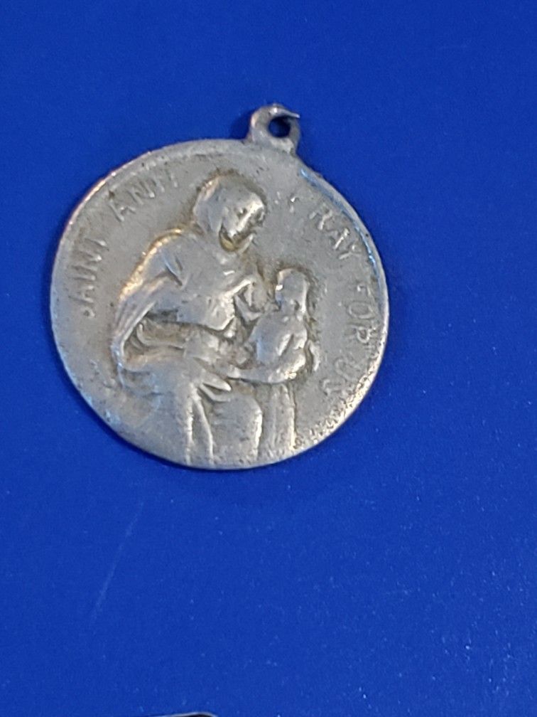 Vintage St Ann Religious Pendant