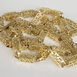 Vintage 10K Yellow Gold Textured Nugget 23g Necklace 21"