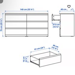 IKEA- Malm 6 “Drawers” Only 