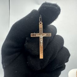 14kt TT Crucifix Cross Pendant