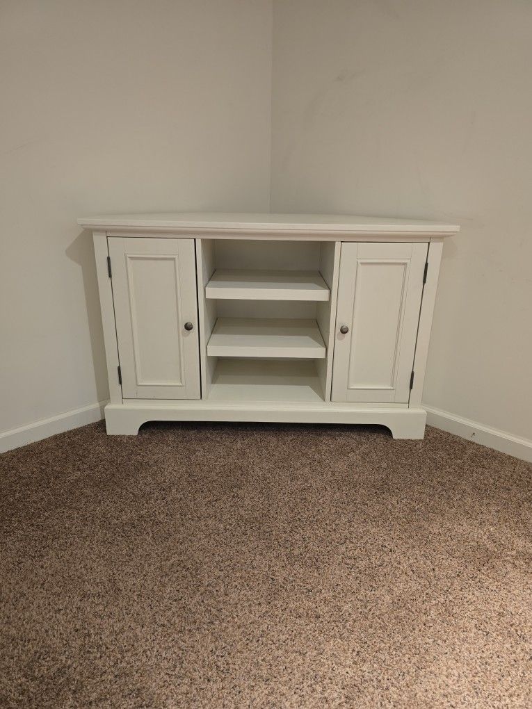 White TV Corner Stand