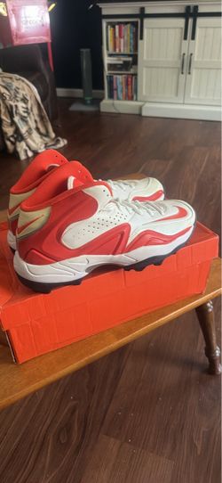 12.5 M Nike High-Top Football Cleats White Red