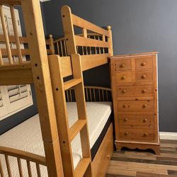 Solid Wood Bunk Bed & Chest of Drawers 