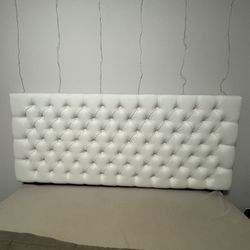 Queen White Tufted Upholstered Headboard