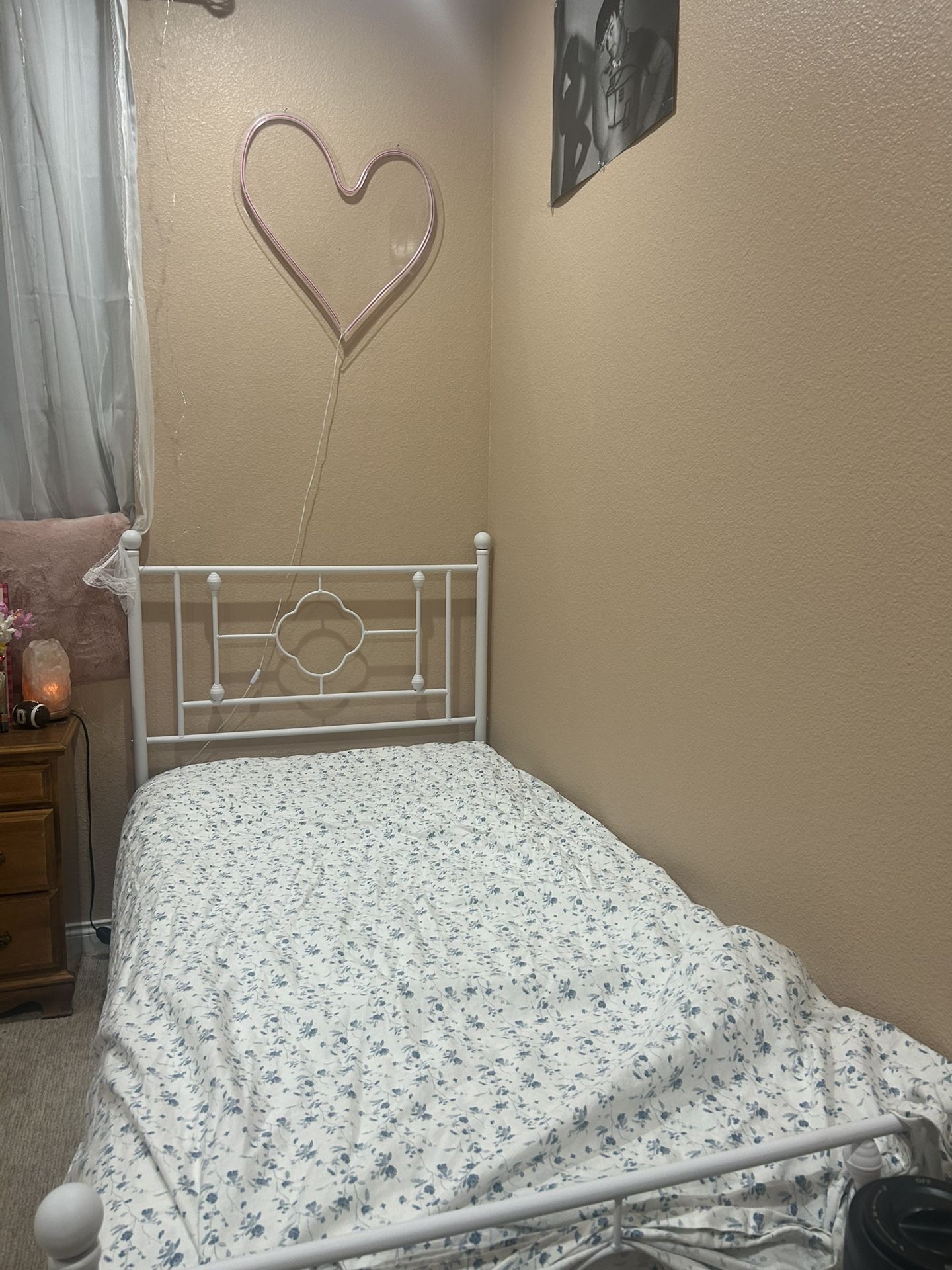 Twin size bed and desk