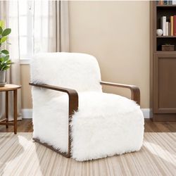 Accent Chair White Long Ultra Soft Faux Fur. New Especial Price