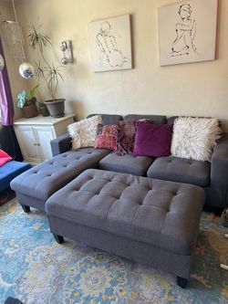 Gray sectional L Sofa and chaise