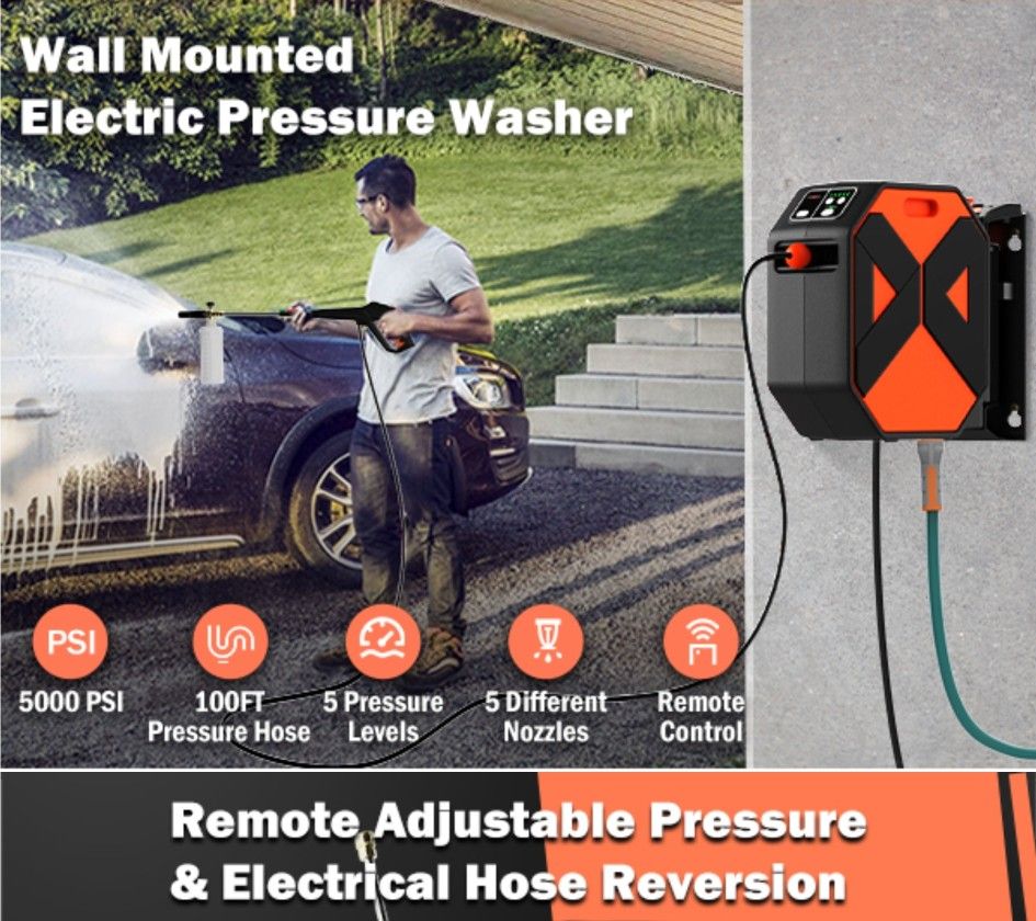 Pressure Washer - WALL MOUNTED 5000 PSI ! NEW In BOX