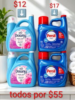 Downy $12 c/u,...........persil $17 c/u