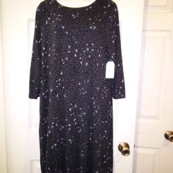 NWT Time & Tru Gray Animal Print 3/4 Knit Dress Size Large 