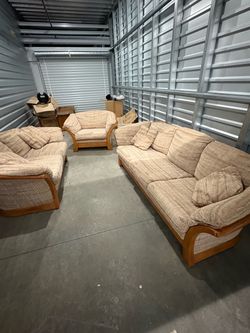 3-Piece Living Room Sofa Set with Wood Frame