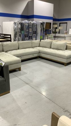 Thomasville 3piece Light Gray Tavish Fabric Sectional Sofa with Storage