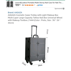 Rolling vanity makeup suitcase