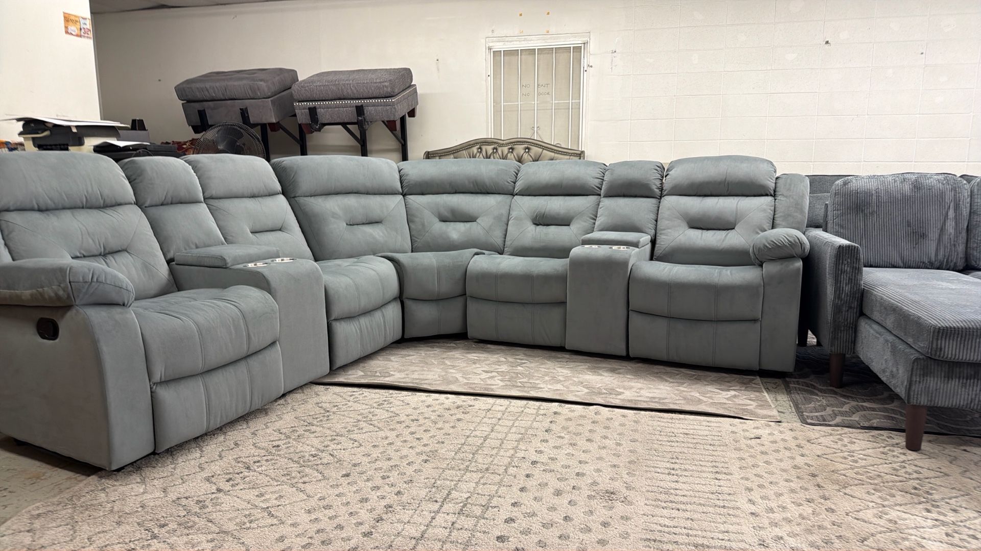 New 116x116 Fabric Recliner Sectional Couch / Free Delivery