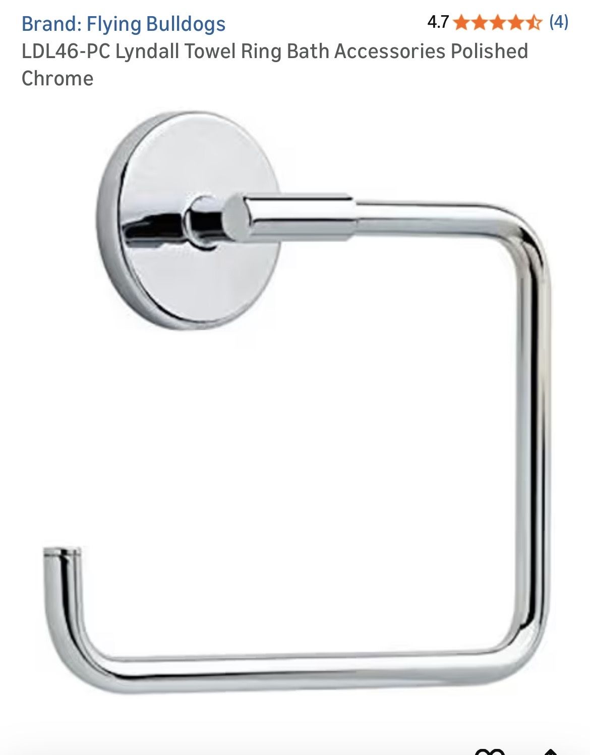 Delta-Lyndall Towel Ring Bath LDL46-PC Polished Chrome New in Box