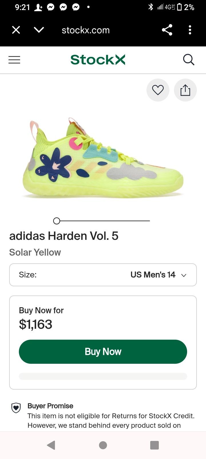 Adidas Harden Vol. 5 Boost Solar Yellow