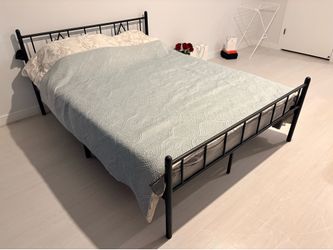 Queen Bed Frame with IKEA Mattress – Great Condition