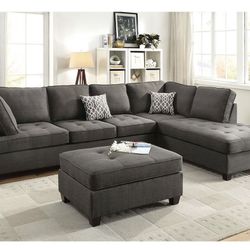 Gray Sectional Sofa - Ottoman Sold Separate 