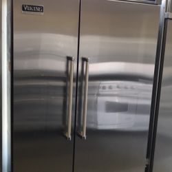VIKING 48”WIDE BUILT IN SIDE BY SIDE STAINLESS STEEL REFRIGERATOR 