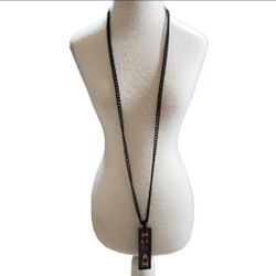 Black Toned Ally Human Rectangle Pendant Necklace