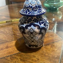 Vintage Talavara Lidded Jars - Signed Artist Anjar, 4" High