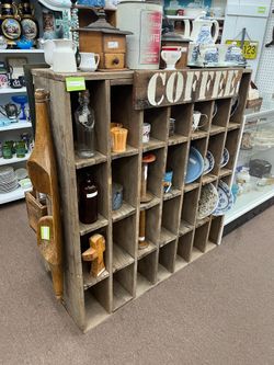 Antique Wooden Cubby Display Shelf